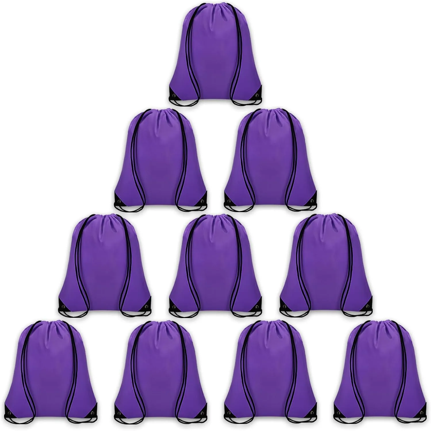 10Pcs Drawstring Backpack Bulk Cinch Bag, Drawstring Bags Polyester for Gym Sports Beach Party Trip (Purple)