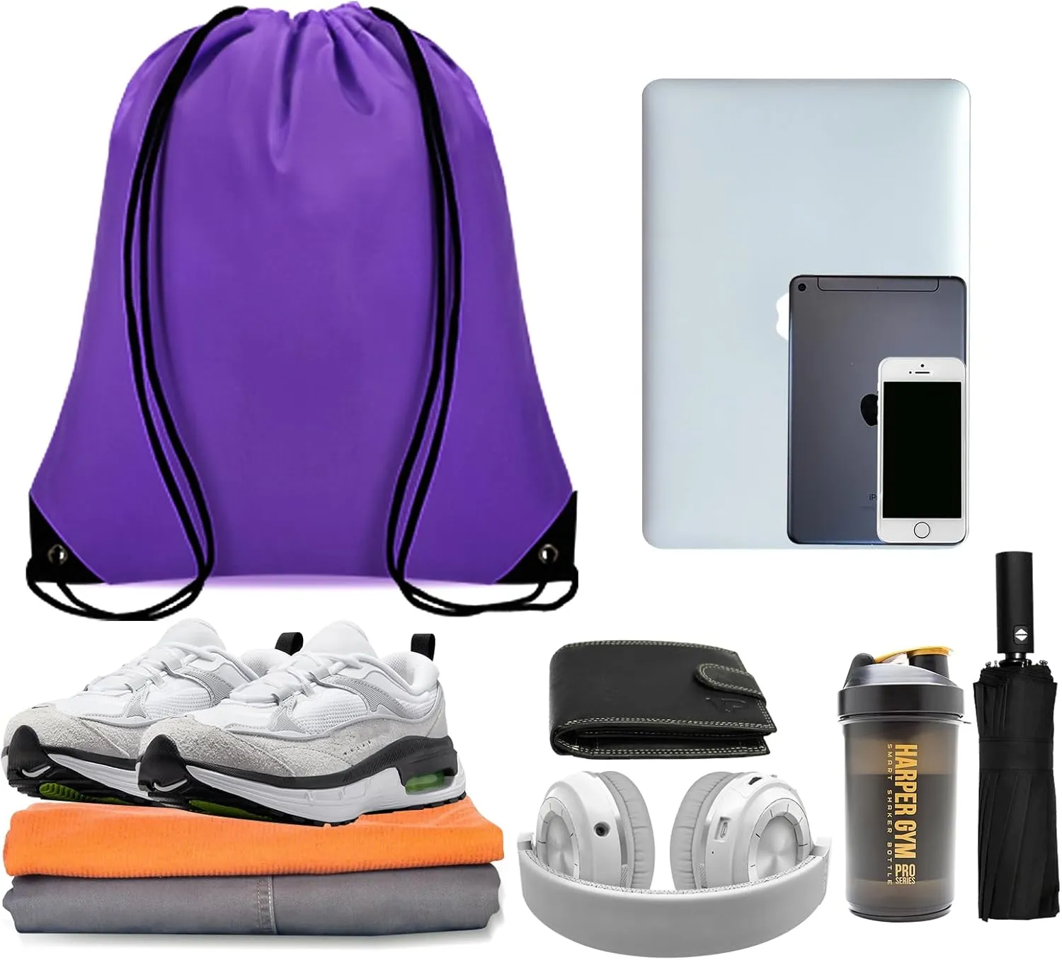 10Pcs Drawstring Backpack Bulk Cinch Bag, Drawstring Bags Polyester for Gym Sports Beach Party Trip (Purple)