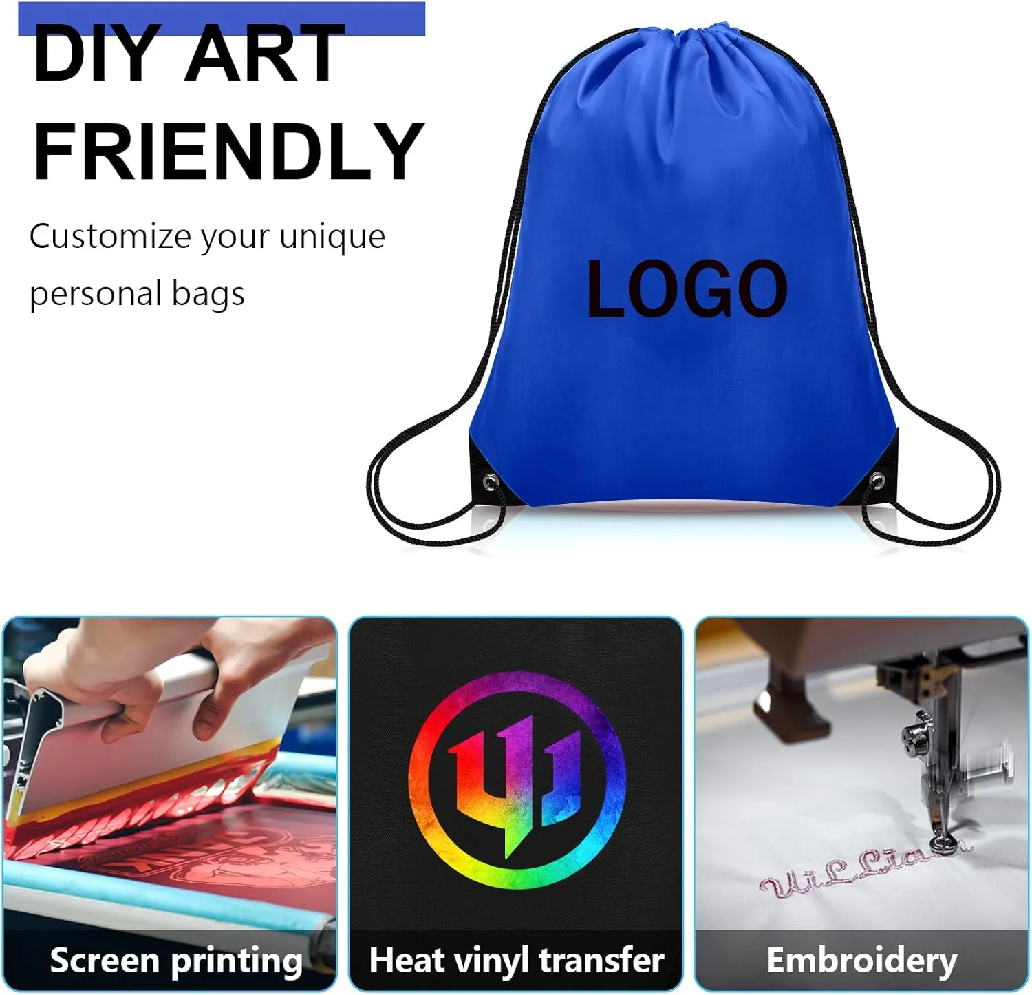 150Pcs Drawstring Backpack Bulk Cinch Sackpack Drawstring Bags Nylon for Gym Party Trip(Navy Blue)