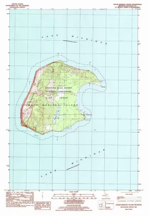 1983 Topo Map of South Manitou Island Compatible with Michigan Quadrangle (Material: 11"x17"Matte)
