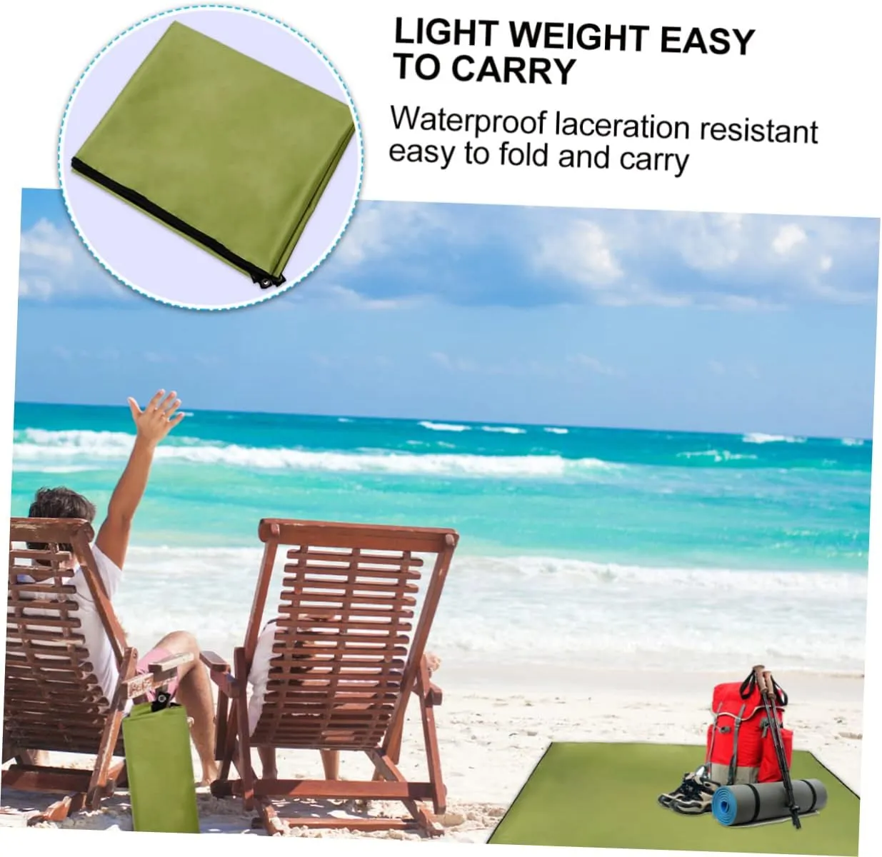 1pc Ground Mat Oxford Cloth Blanket for Camping Hiking Beach and Outdoor Activities Lightweight Portable Uv Army Green