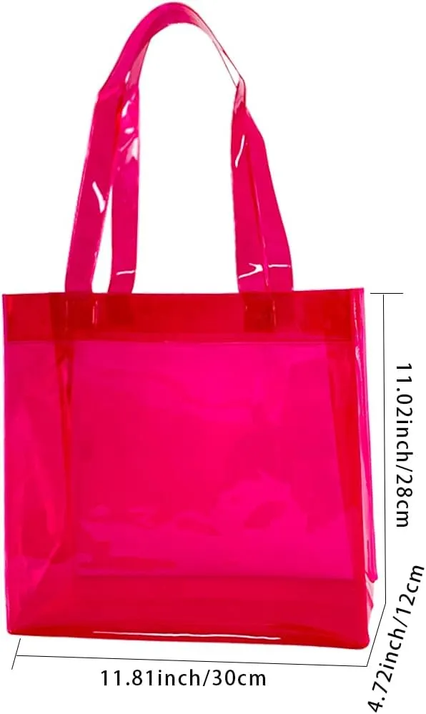 1pcs Waterproof Large Transparent Pvc Shopping Clear Tote Bag with Handles Clear Tote Bags for Work Beach，Sports