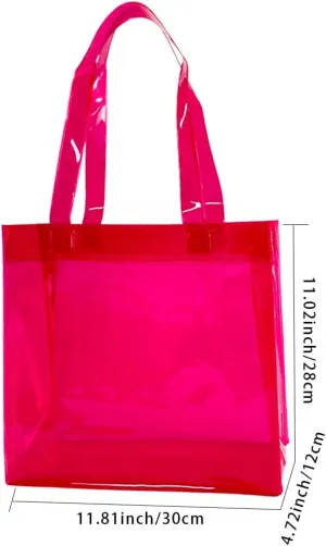 1pcs Waterproof Large Transparent Pvc Shopping Clear Tote Bag with Handles Clear Tote Bags for Work Beach，Sports