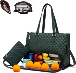 2 in 1 Tote Bag Lunch Bag Combo,Lunch Tote Bag for Women, Large Convertible Laptop Work Handbag for Women