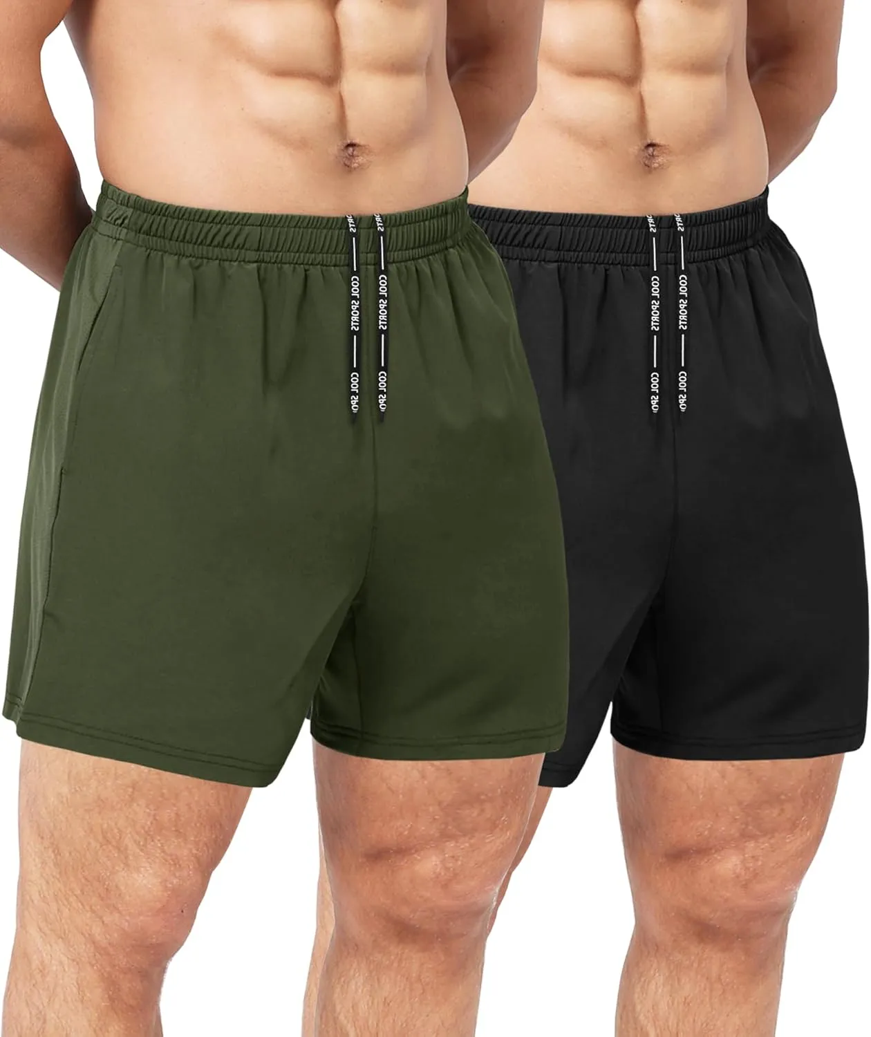 2 Pack Men's Gym Workout Shorts - 5'' Quick Dry Athletic Running Shorts for Casual Basketball with Zipper Pockets