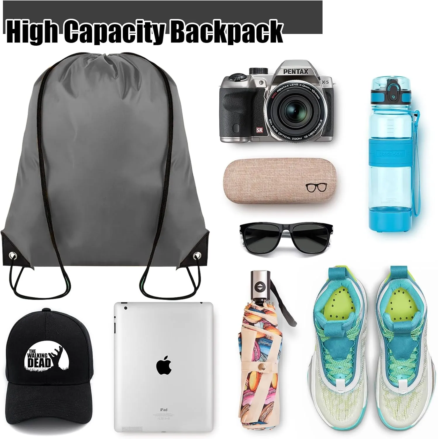 20 Pieces Drawstring Backpack Bulk Cinch Sackpack Ployster Drawstring Bags for Gym Party Trip(Grey)