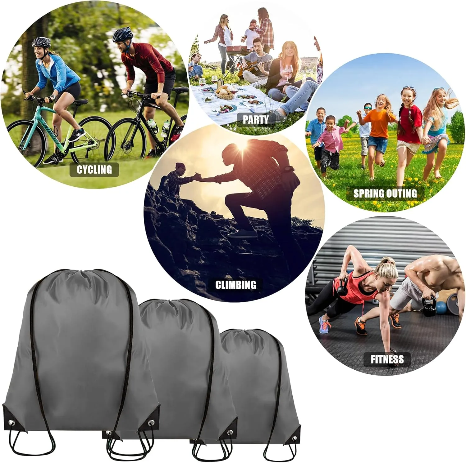 20 Pieces Drawstring Backpack Bulk Cinch Sackpack Ployster Drawstring Bags for Gym Party Trip(Grey)