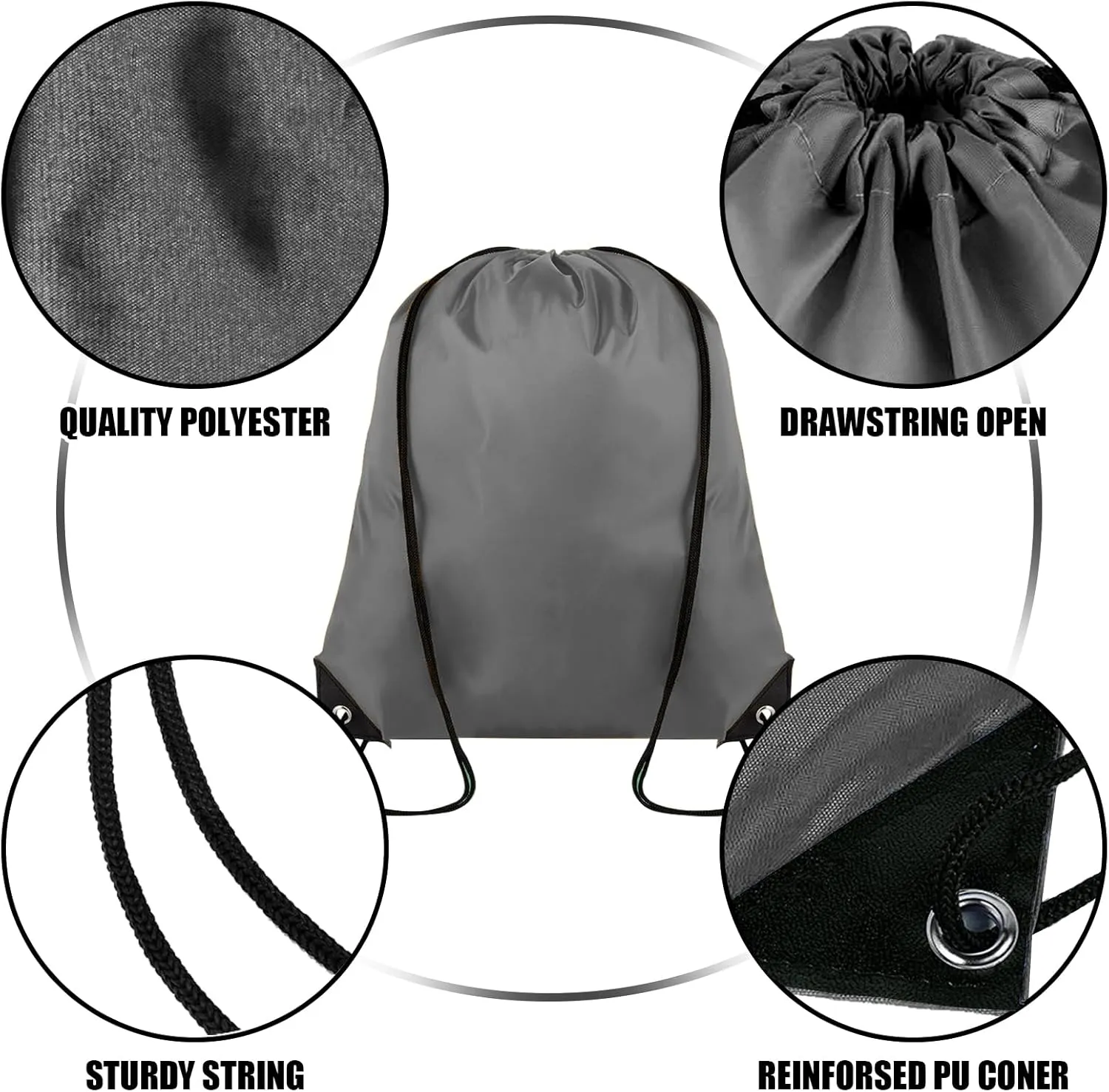 20 Pieces Drawstring Backpack Bulk Cinch Sackpack Ployster Drawstring Bags for Gym Party Trip(Grey)