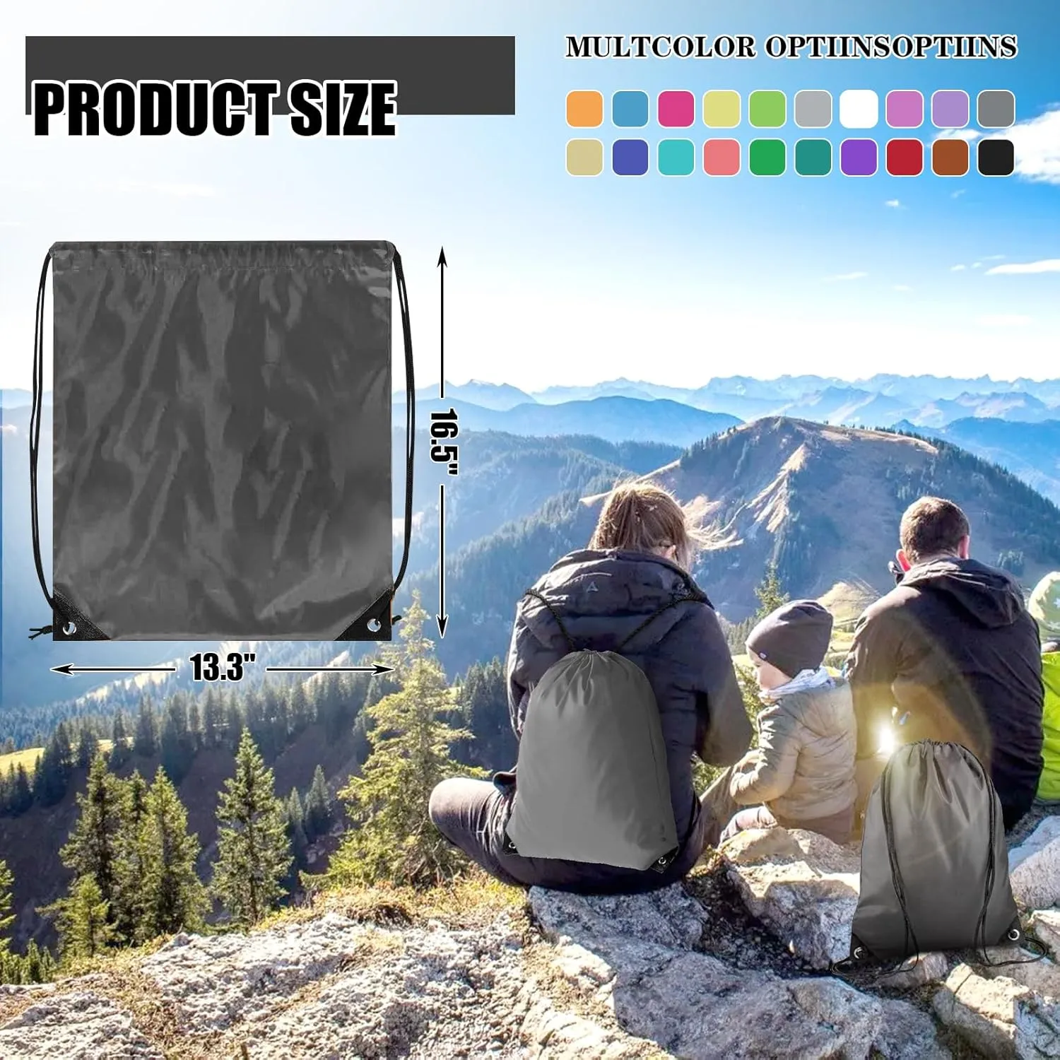 20 Pieces Drawstring Backpack Bulk Cinch Sackpack Ployster Drawstring Bags for Gym Party Trip(Grey)