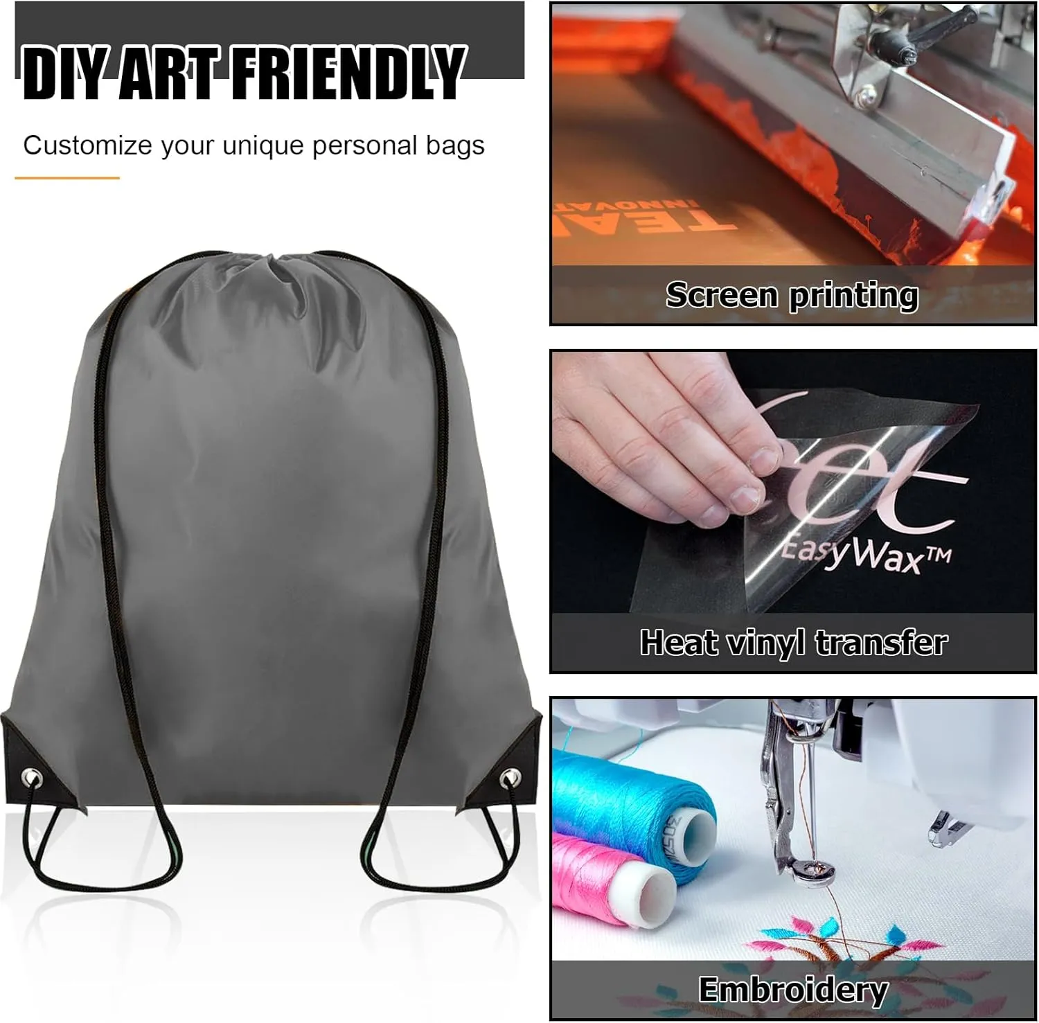 20 Pieces Drawstring Backpack Bulk Cinch Sackpack Ployster Drawstring Bags for Gym Party Trip(Grey)