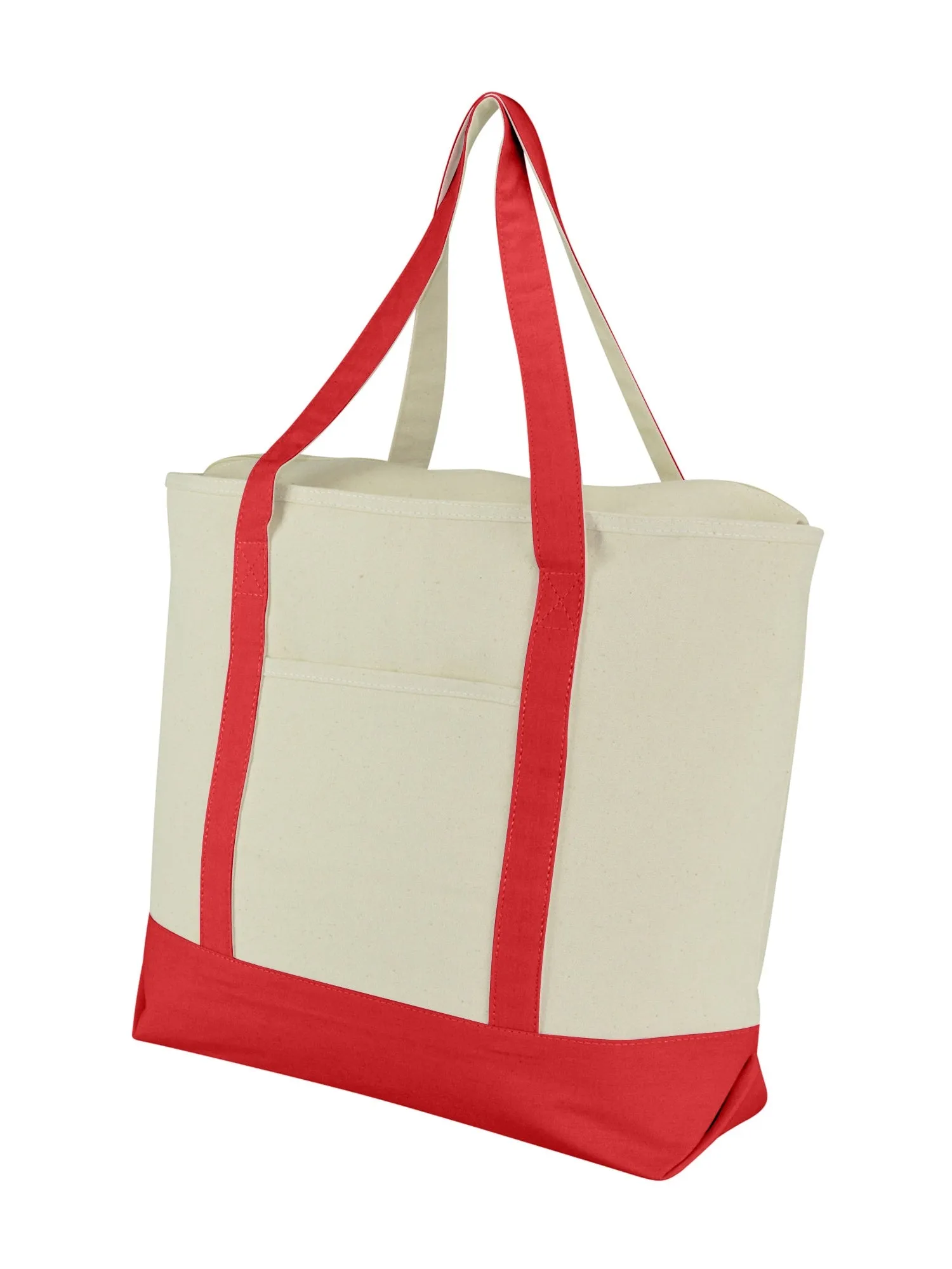 22" Extra Large Cotton Canvas Zippered Shopping Tote Grocery Bag in Black