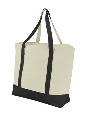 22" Extra Large Cotton Canvas Zippered Shopping Tote Grocery Bag in Black