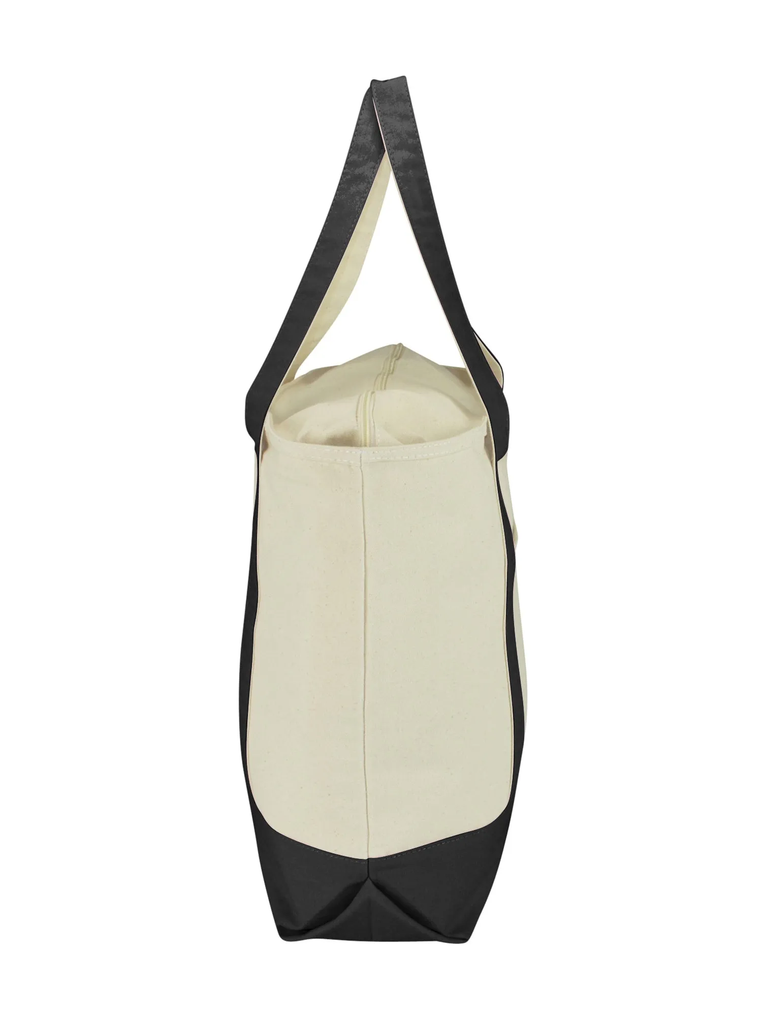 22" Extra Large Cotton Canvas Zippered Shopping Tote Grocery Bag in Black