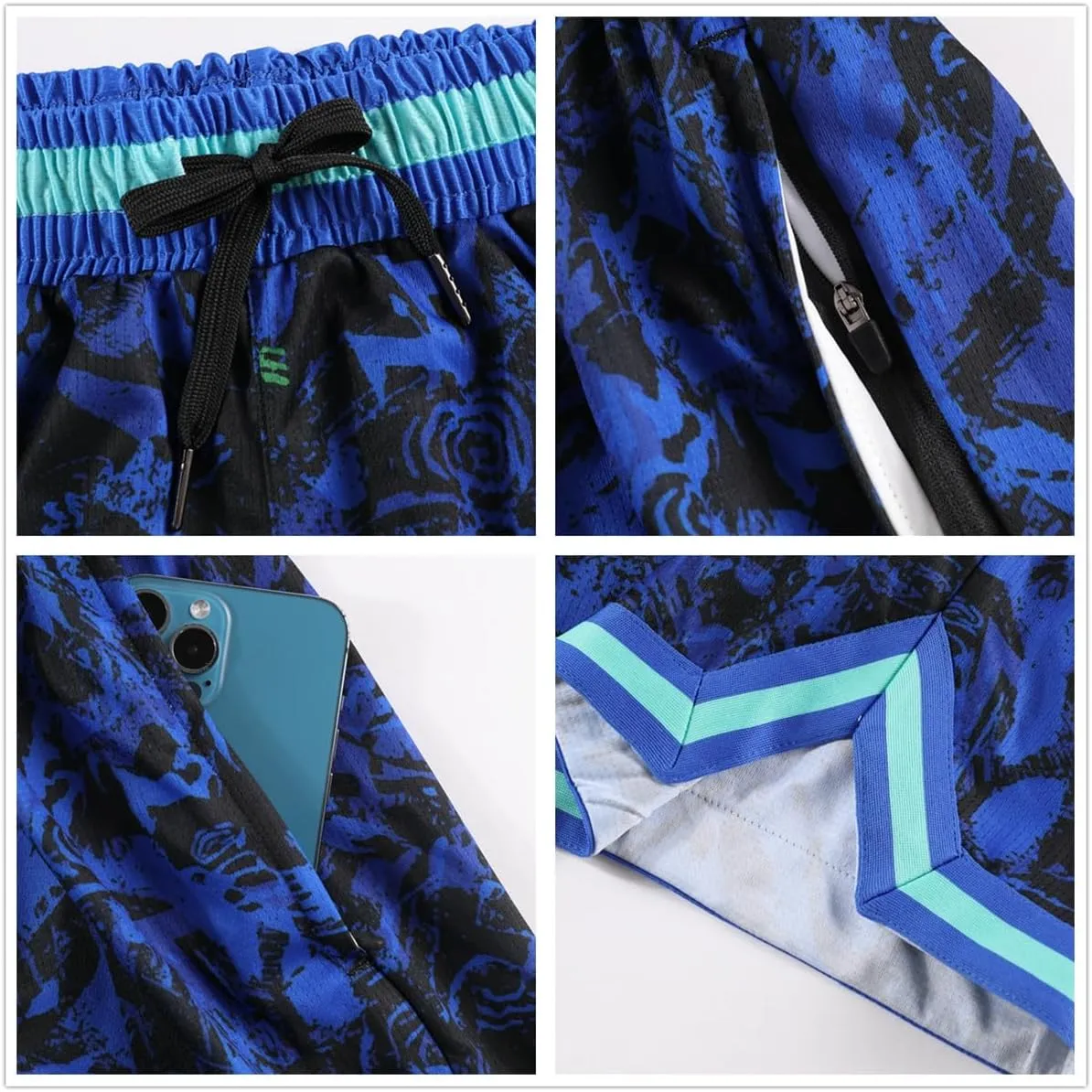 2/3 Pack Basketball Shorts with Zipper Pockets for Men,Active Athletic Shorts