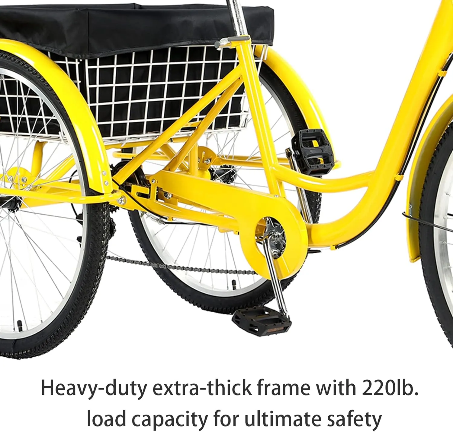 24/26" Adult Tricycle 7 Speed, 3 Wheel Mountain Trikes, Three Wheeled Bikes with Basket & Backrest Seat for Seniors, Women, Men, Multiple Colors