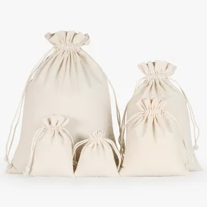 24cm Large Wholesale Soft 100% Cotton Cloth Drawstring Bags