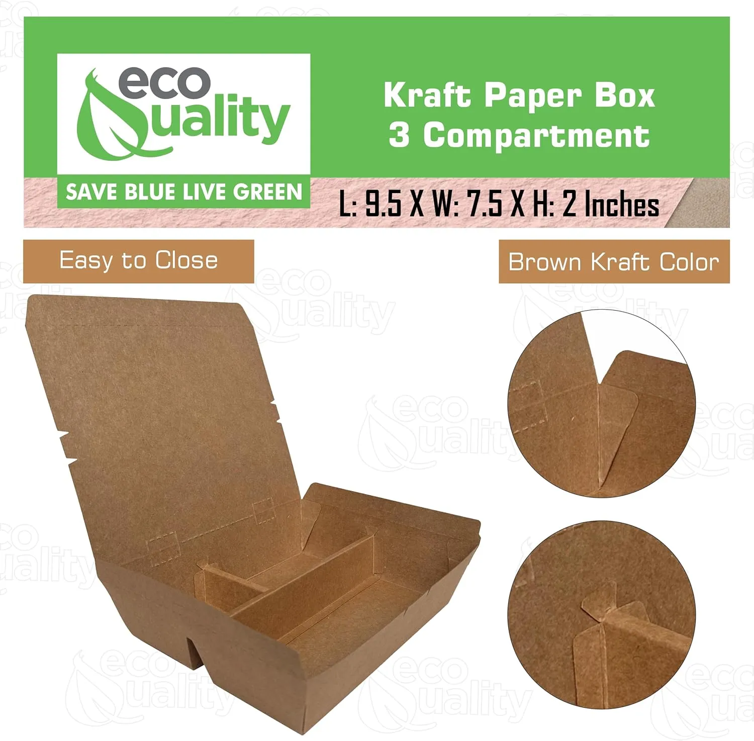 3 Compartment Take Out Food Kraft Brown Paper Take Out Boxes Microwaveable Leak and Grease Resistant To Go Food Containers with Vent Holes - Restaurants, Catering, Food Truck - Recyclable Lunch (400)