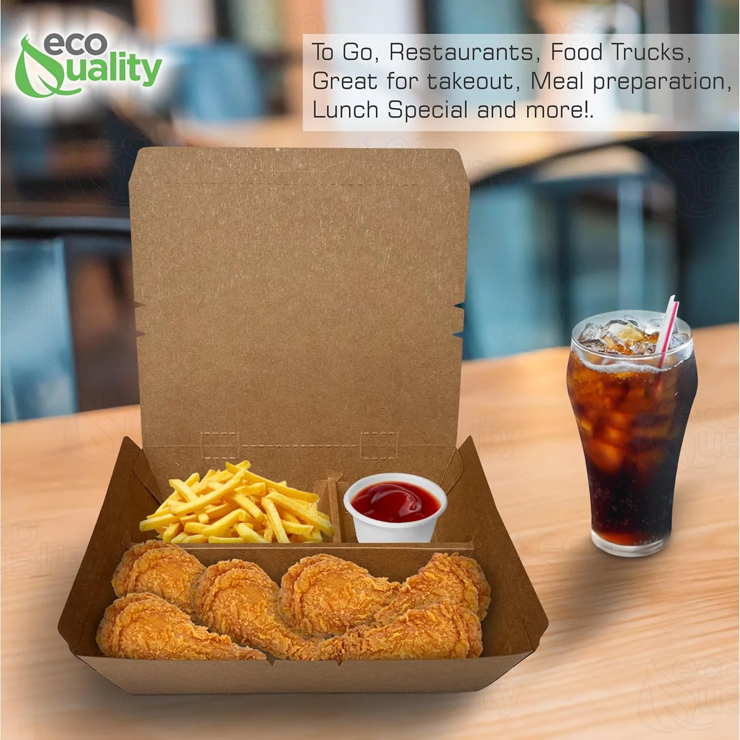 3 Compartment Take Out Food Kraft Brown Paper Take Out Boxes Microwaveable Leak and Grease Resistant To Go Food Containers with Vent Holes - Restaurants, Catering, Food Truck - Recyclable Lunch (400)