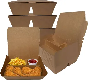 3 Compartment Take Out Food Kraft Brown Paper Take Out Boxes Microwaveable Leak and Grease Resistant To Go Food Containers with Vent Holes - Restaurants, Catering, Food Truck - Recyclable Lunch (400)