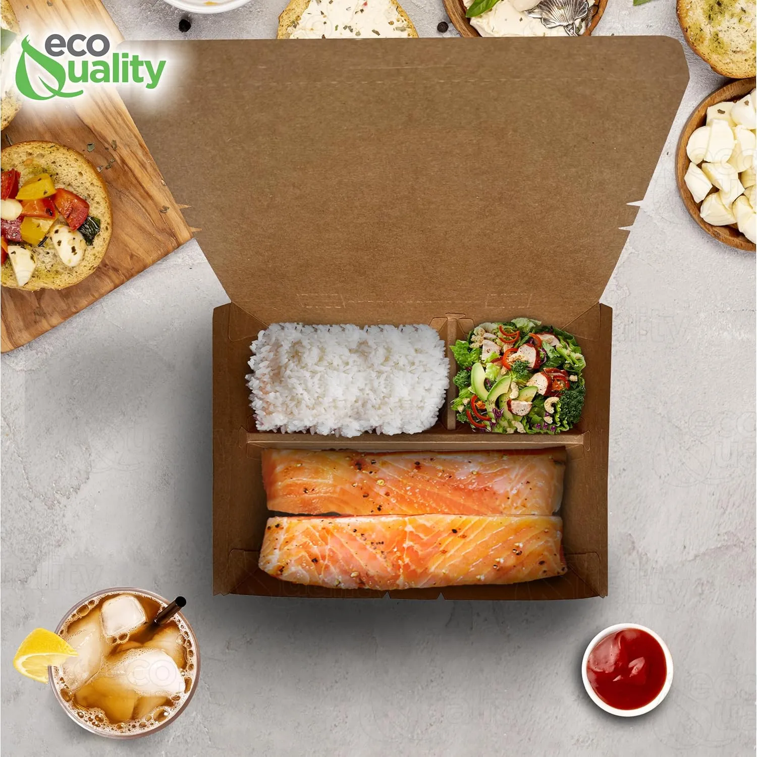 3 Compartment Take Out Food Kraft Brown Paper Take Out Boxes Microwaveable Leak and Grease Resistant To Go Food Containers with Vent Holes - Restaurants, Catering, Food Truck - Recyclable Lunch (400)