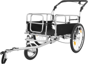 3-in-1 Heavy-Duty Bike Cargo Trailer for E-Bikes | Convertible Steel Frame Stroller & Pull Cart | 110lb Capacity w/Suspension, 20" Wheels & Lockable Brake