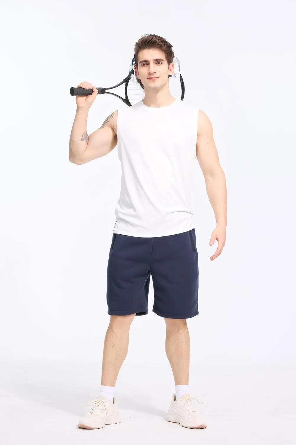 3 Pack Mens Athletic Shorts Casual Quick-Drying Gym Shorts for Mens with Zipper Pockets Drawstring