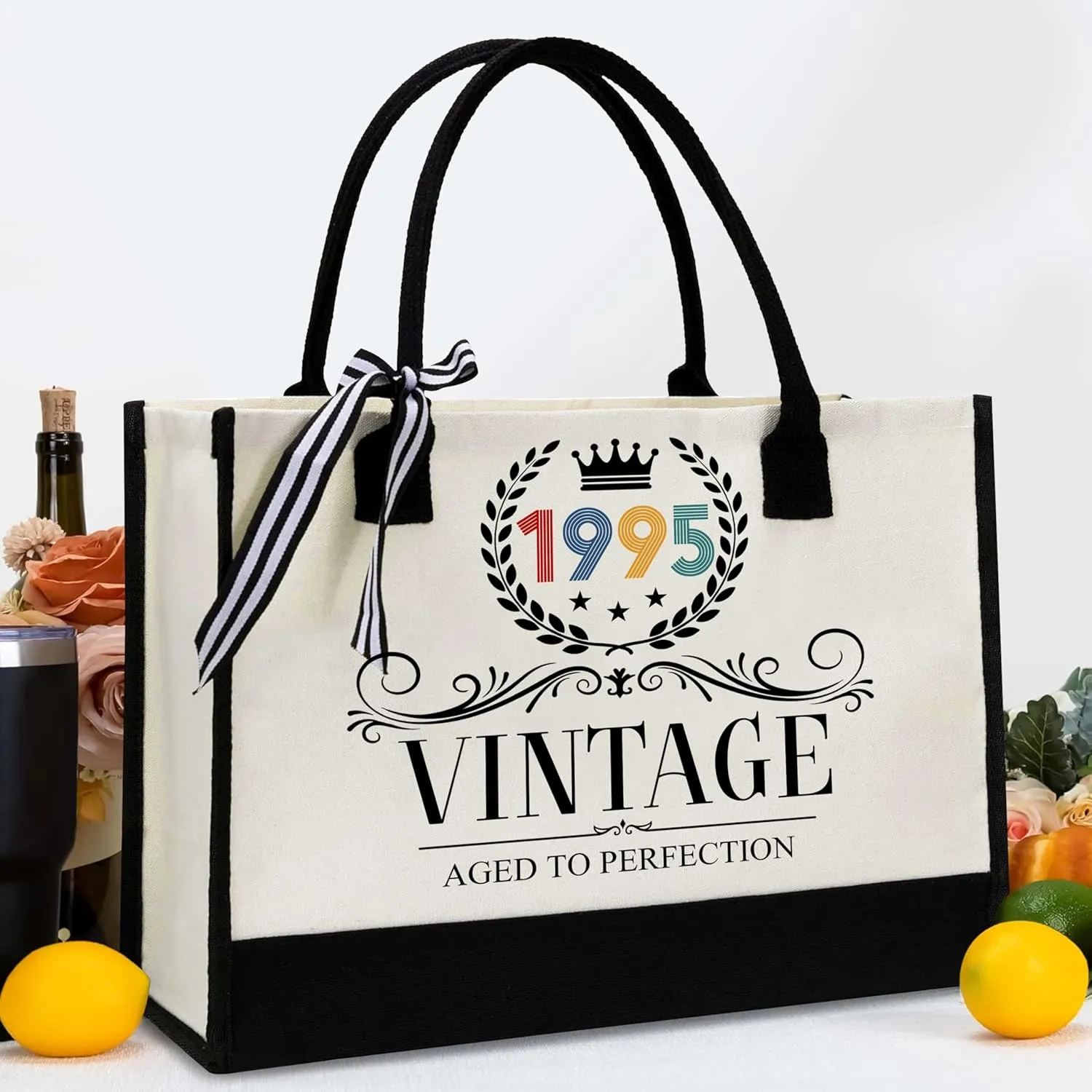 30th Birthday Gifts For Her - Gifts for 30th Birthday - Valentine Gift For Her, Sister, Friends - 30th Birthday Women - 30th Birthday Decorations For Women - 1995 Canvas Tote Bag - Turning 30th Gifts