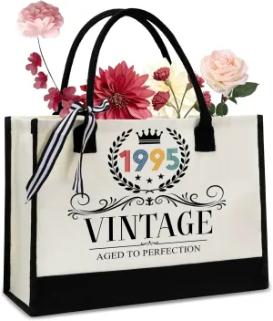 30th Birthday Gifts For Her - Gifts for 30th Birthday - Valentine Gift For Her, Sister, Friends - 30th Birthday Women - 30th Birthday Decorations For Women - 1995 Canvas Tote Bag - Turning 30th Gifts