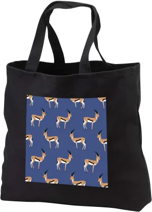 3dRose Janna Salak Designs Wild Animals - Safari Animals Gazelles on Blue - Tote Bags (tb_335142)