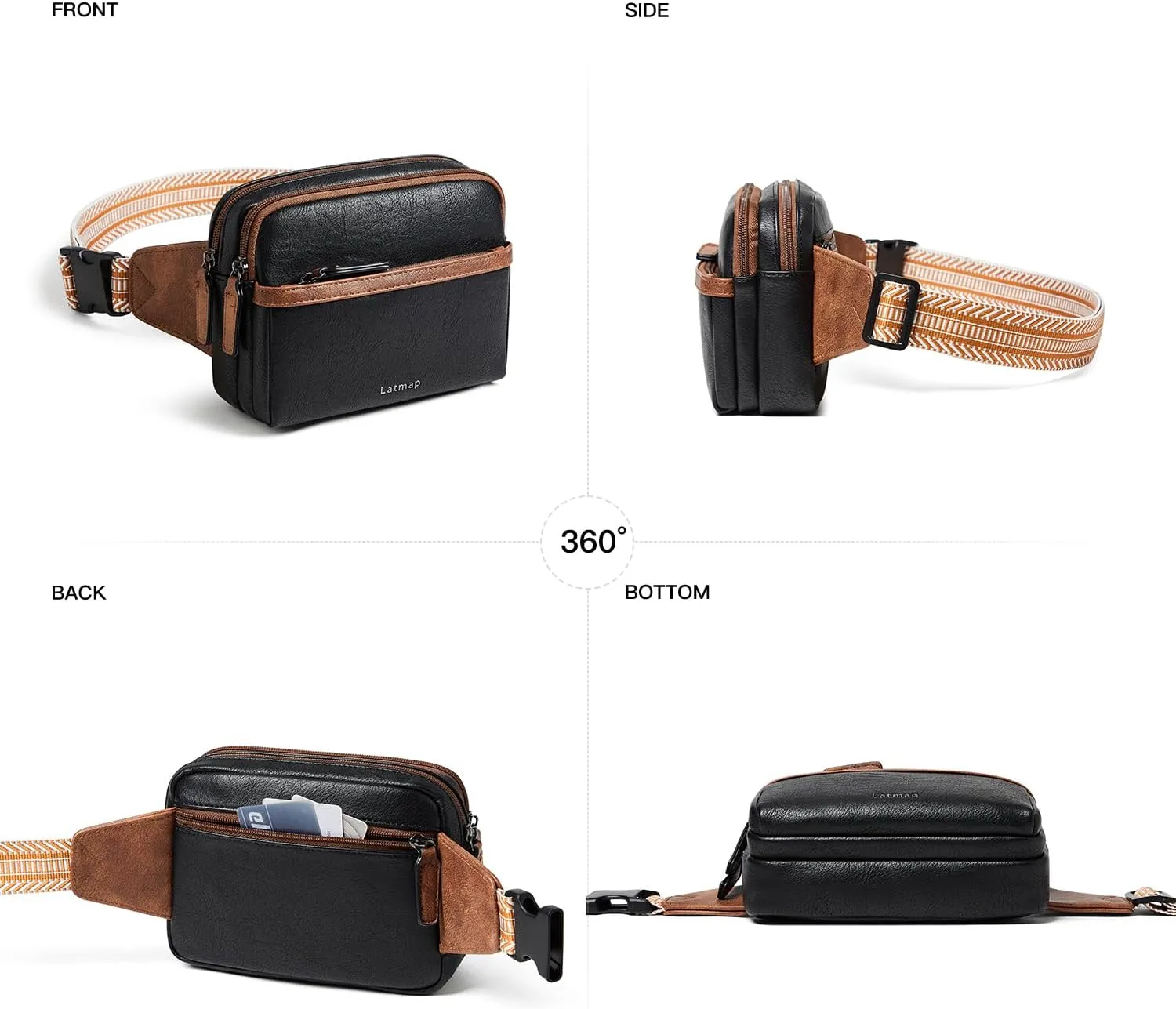3L Fanny Packs Belt Bag for Women Small Everywhere Crossbody Bag Waist Bag Faux Leather Sling Chest Bag Purse