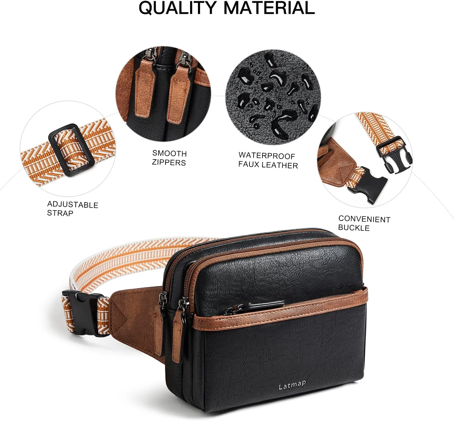 3L Fanny Packs Belt Bag for Women Small Everywhere Crossbody Bag Waist Bag Faux Leather Sling Chest Bag Purse