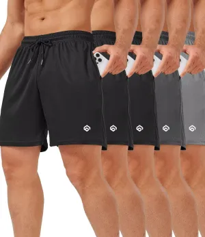 5 Pack Gym Shorts Men 5 Inch Quick Dry Mesh Shorts Men Lightweight Training Athletic Running Shorts with Pockets