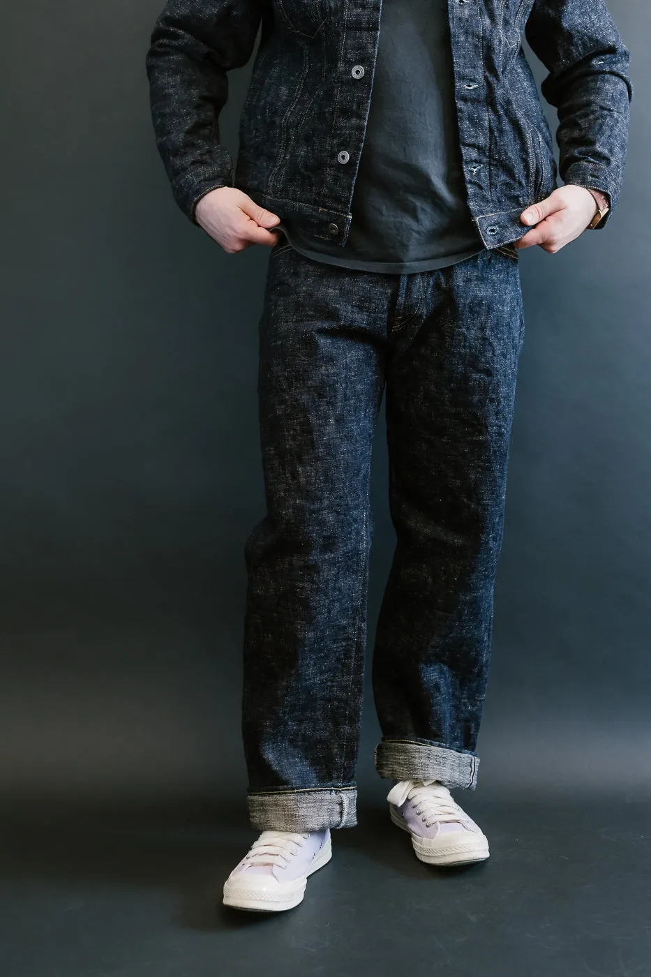 595-KA - 17oz "Kasuri" Slub Selvedge Denim - Retro Loose Straight