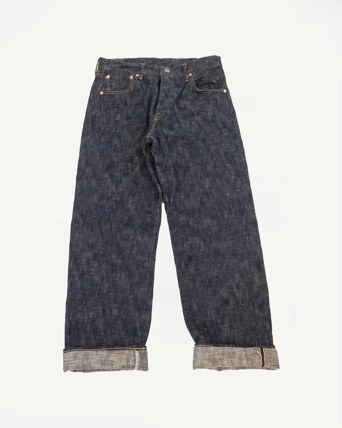 595-KA - 17oz "Kasuri" Slub Selvedge Denim - Retro Loose Straight