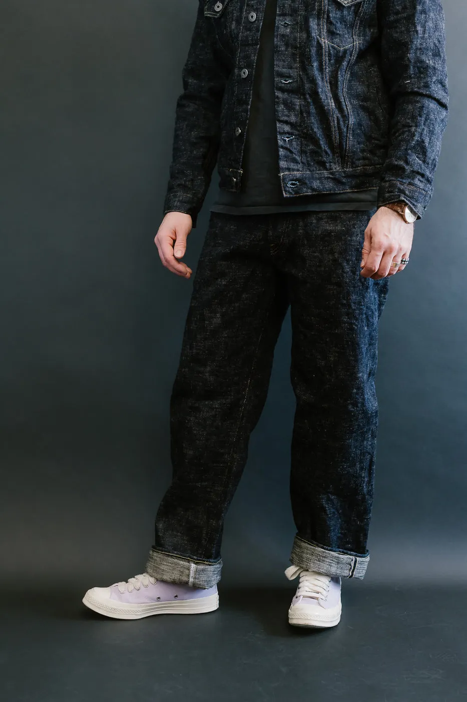 595-KA - 17oz "Kasuri" Slub Selvedge Denim - Retro Loose Straight