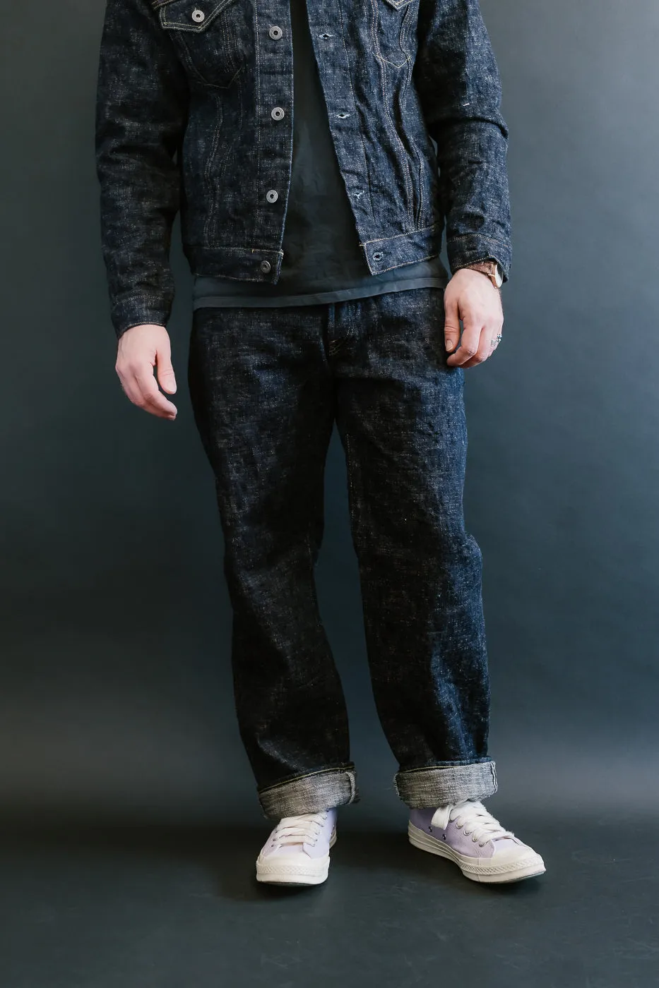 595-KA - 17oz "Kasuri" Slub Selvedge Denim - Retro Loose Straight