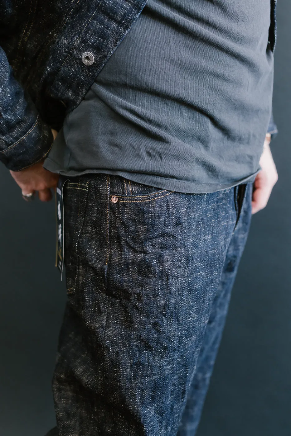 595-KA - 17oz "Kasuri" Slub Selvedge Denim - Retro Loose Straight