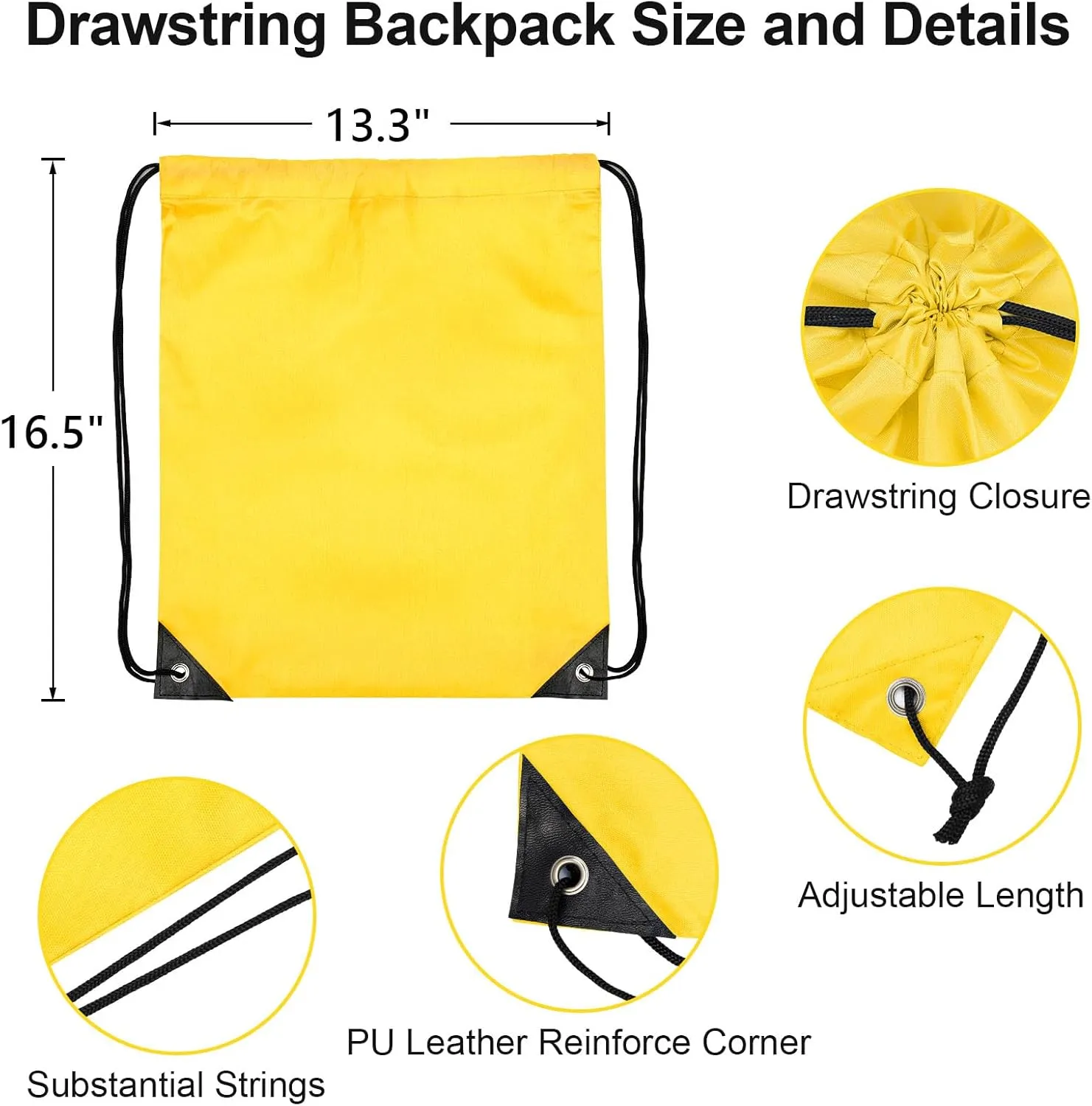 64Pcs Drawstring Bags Bulk Cinch Bag, Polyester String Bag Drawstring Backpack for Trip Party Camping Sports Gym Yoga（Soft）