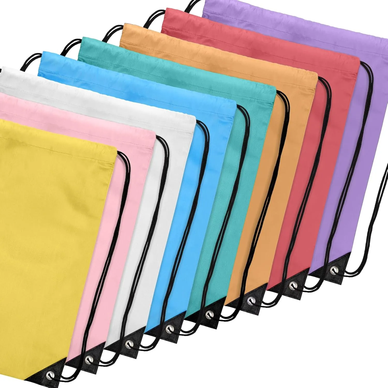 64Pcs Drawstring Bags Bulk Cinch Bag, Polyester String Bag Drawstring Backpack for Trip Party Camping Sports Gym Yoga（Soft）