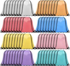64Pcs Drawstring Bags Bulk Cinch Bag, Polyester String Bag Drawstring Backpack for Trip Party Camping Sports Gym Yoga（Soft）