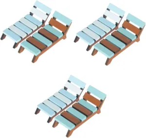 6pcs Miniature Beach Chair Cute Dollhouse Recliner Model for Nautical -Landscapes Safe Material for Miniature Gardens Party Decorations Creative Displays