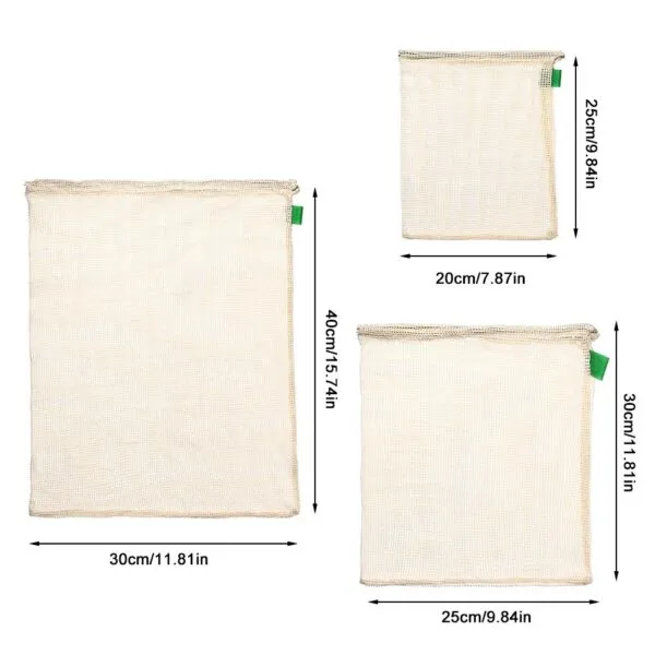 9Pcs Reusable Cotton Mesh Produce Bags