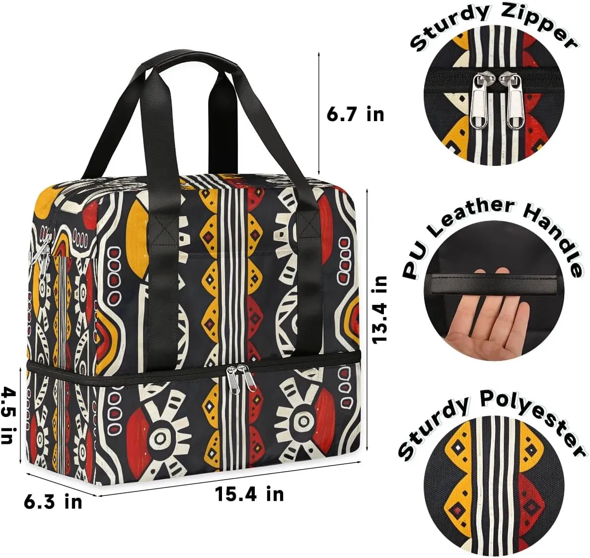 Abstract Boho Print Travel Duffel Bag Dry Wet Separated Sports Tote Travel Duffle Bag Gym Workout Bag Women Travel Duffel Bag for Women, Travel, Gym, Work