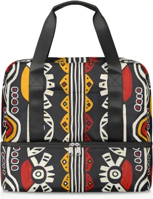 Abstract Boho Print Travel Duffel Bag Dry Wet Separated Sports Tote Travel Duffle Bag Gym Workout Bag Women Travel Duffel Bag for Women, Travel, Gym, Work