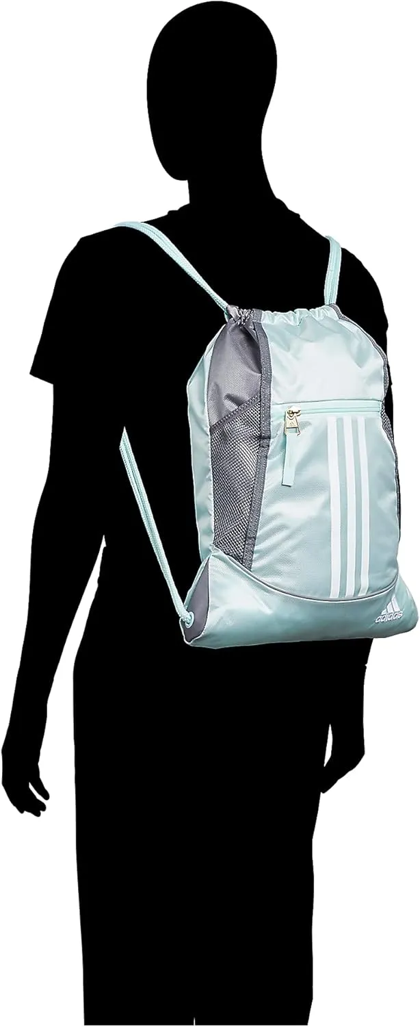 adidas Alliance Sackpack, Drawstring Backpack, Lightweight Small Gym Bag for Women and Men, White/Black/Black, One Size