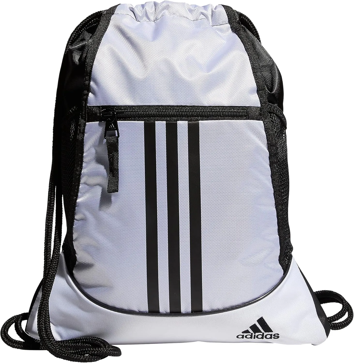 adidas Alliance Sackpack, Drawstring Backpack, Lightweight Small Gym Bag for Women and Men, White/Black/Black, One Size