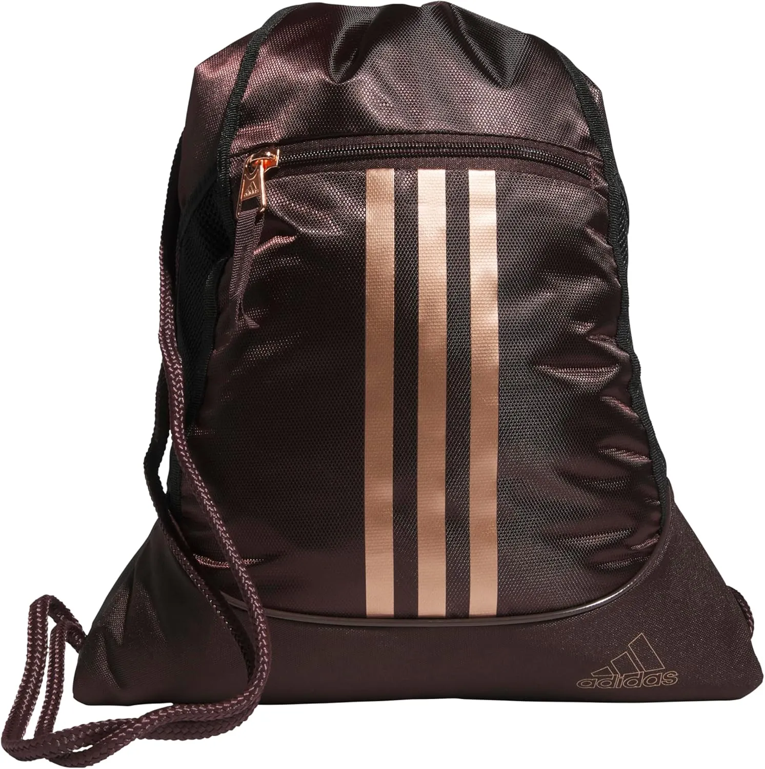 adidas Alliance Sackpack, Drawstring, Lightweight Small Gym Bag for Women, Soccer Backpack, Shadow Brown/Rose Gold, One Size