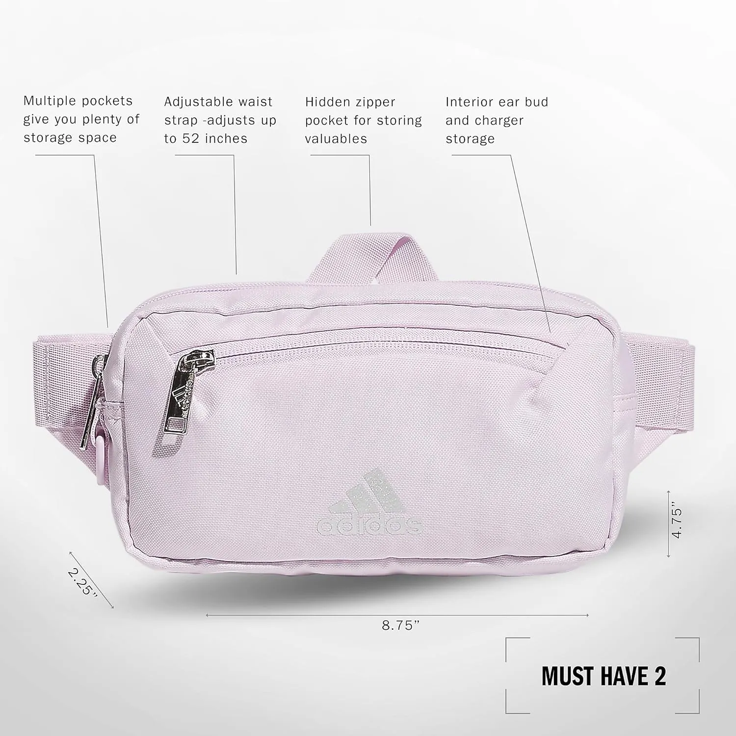 adidas Must Have 2.0 Belt Bag Crossbody Waist Pack with Adjustable Strap for Festivals and Travel