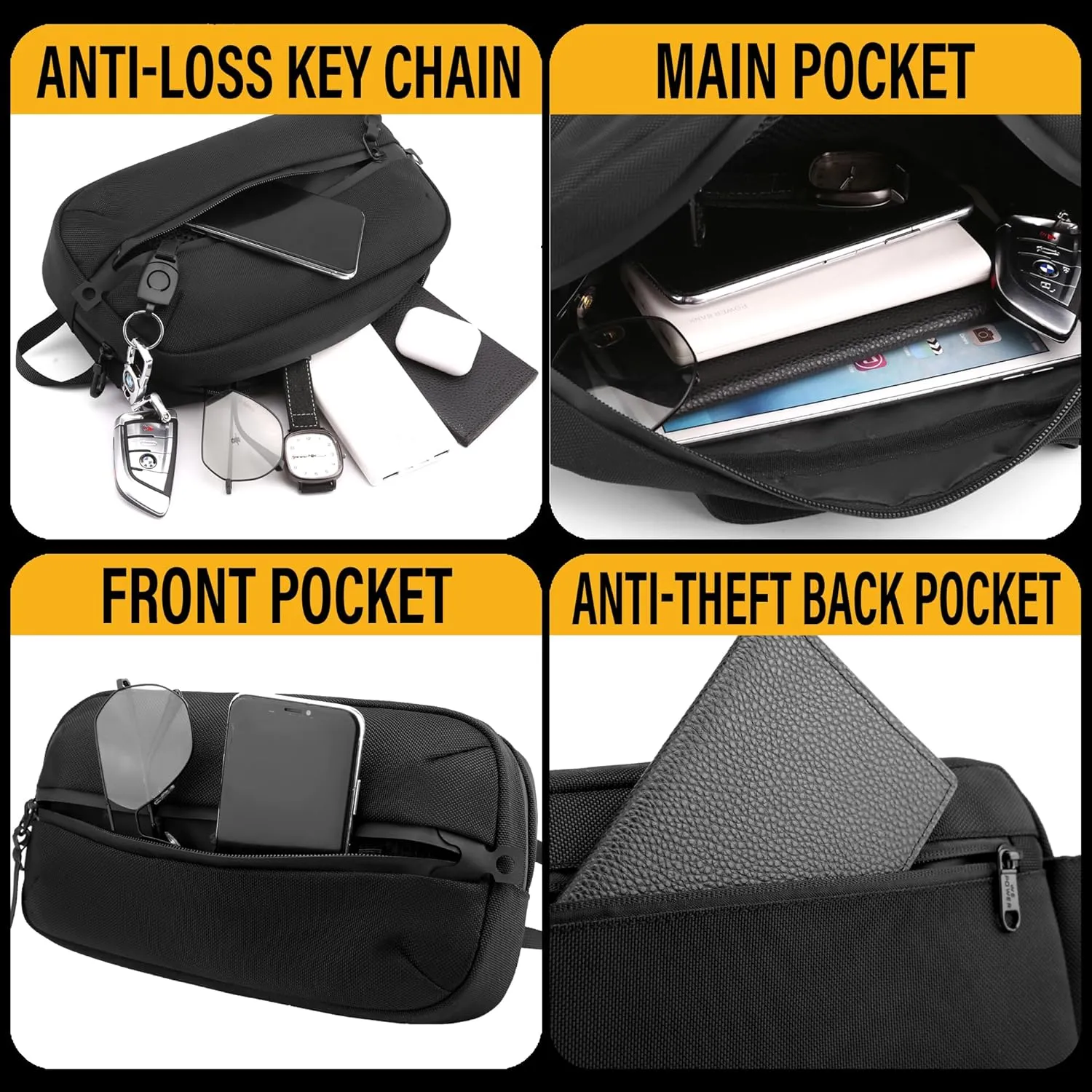 Adjustable Sling Bag for Men Women with Anti-theft Zipper,Multipurpose Crossbody Bags Chest Waist Belt,Water Resistant Fanny Pack Shoulder Hip Pack for Travel,Cycling,Work, Sport,Grey