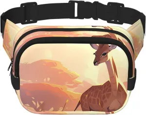 African savannah giraffe calf print Crossbody Bag Unisex - Square Double Layer Waist Bag Everywhere Fanny Pack Purse with Adjustable Strap